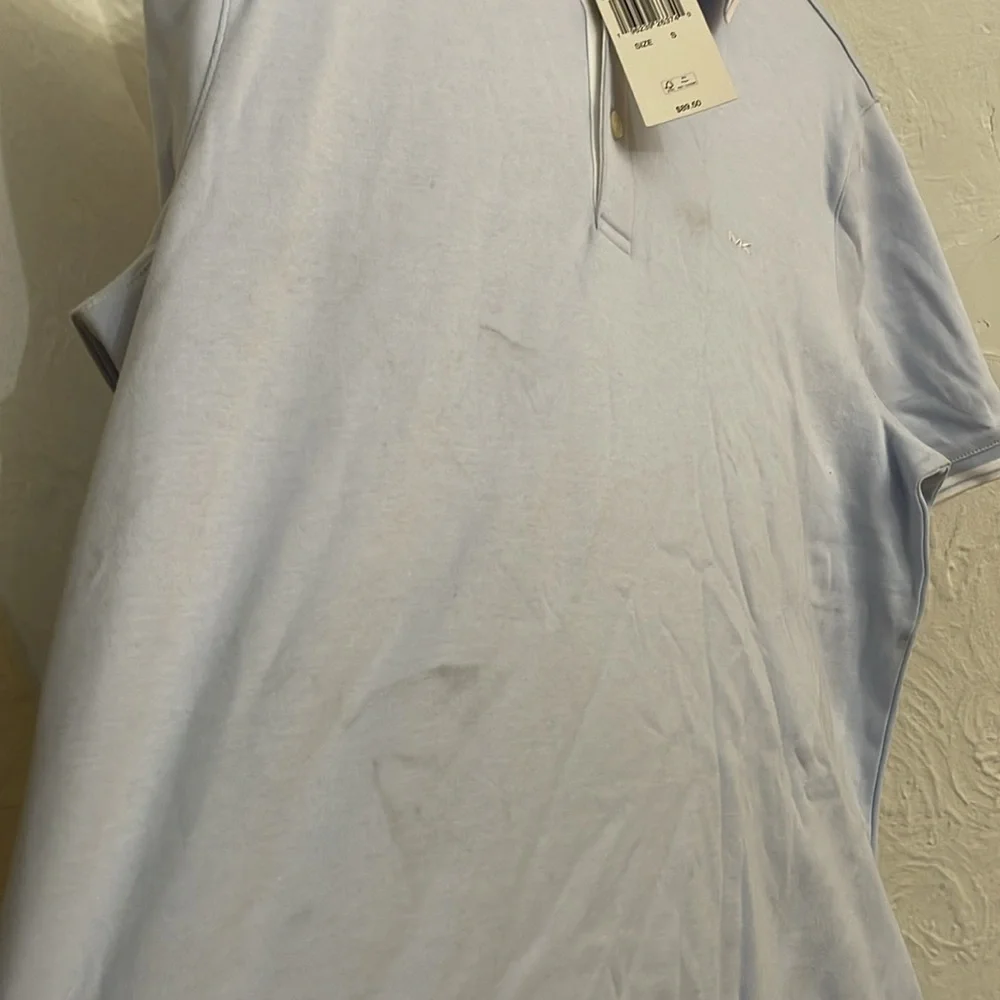 MICHAEL KORS Men's Tipped Texture Modern Fit Polo Shirt Size S In Dusty Sky - Picture 4 of 7